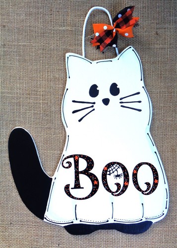 Boo black cat ghost halloween - boo,