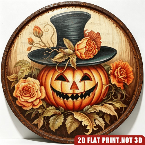 Round halloween pumpkin - halloween,